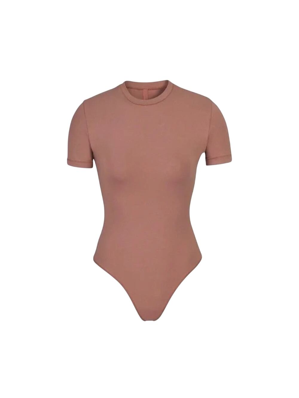 Skims Cotton Jersey Short Sleeve Bodysuit Size S Rose Clay